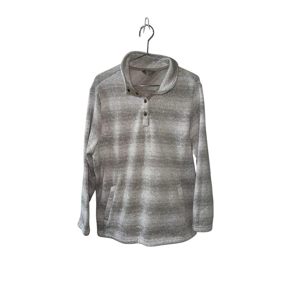 Naturals Reflections Fleece Pullover XL Gray Snap Neck Pockets Soft Cozy Outdoor